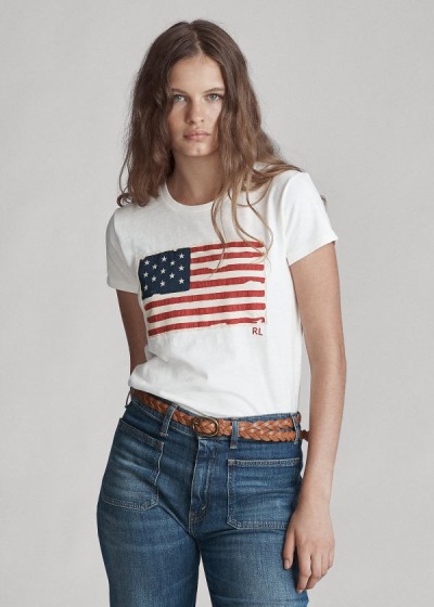 Dámské Tričko Polo Ralph Lauren Flag Jersey Graphic - 43096-VXCZ